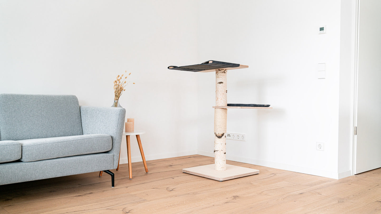 PURE 2 Natur Kratzbaum Birke mit 2 großen Liegeflächen